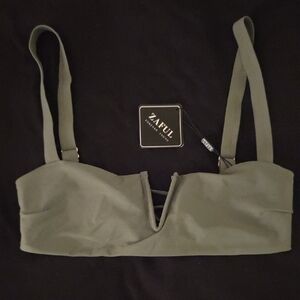 Zaful Olive Green V-Notch Bikini Top